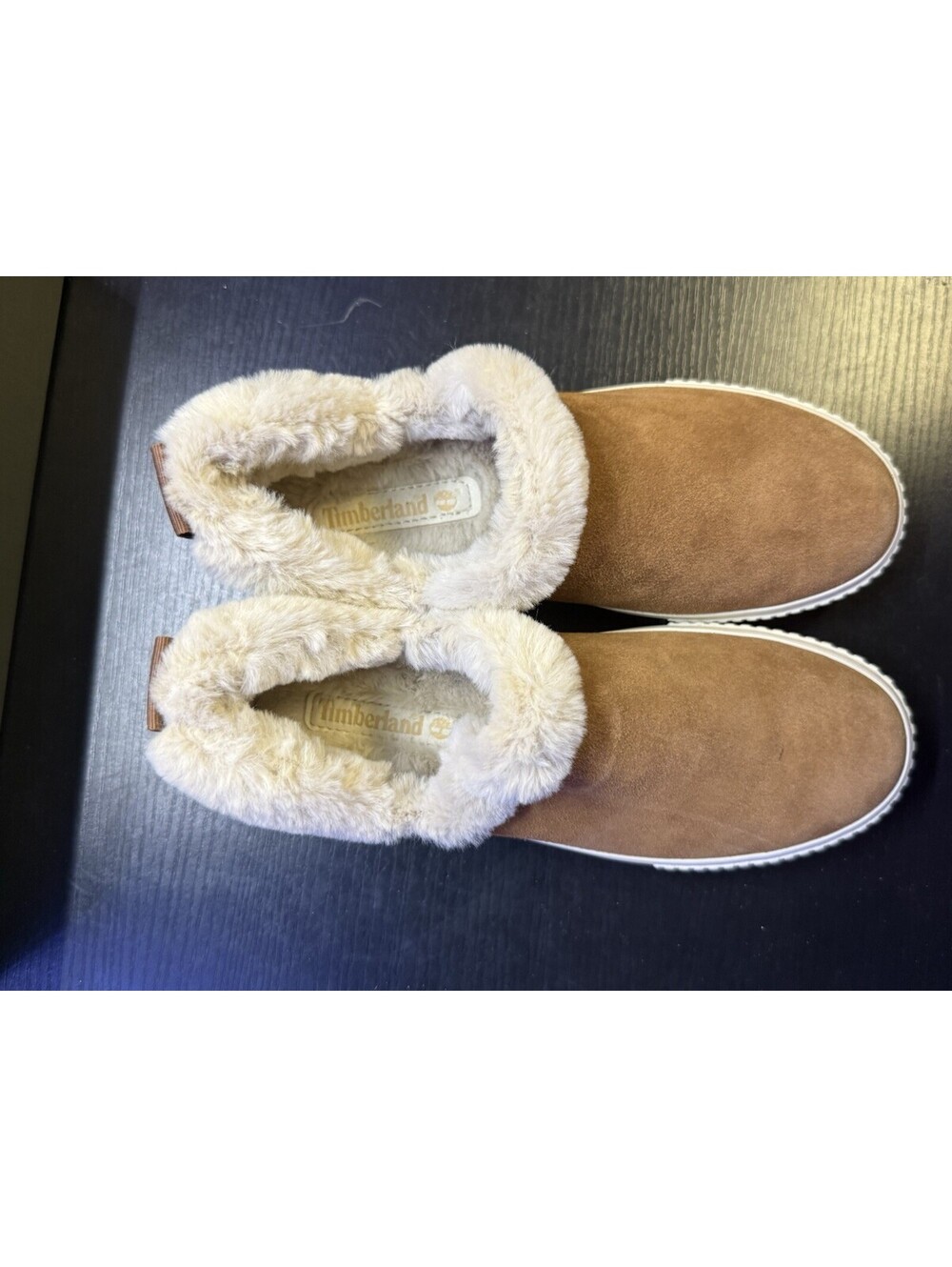 Timberland A2C2J Women’s 7.5 Brown Suede Faux Fur Slip-On Shoes - Picture 5 of 12